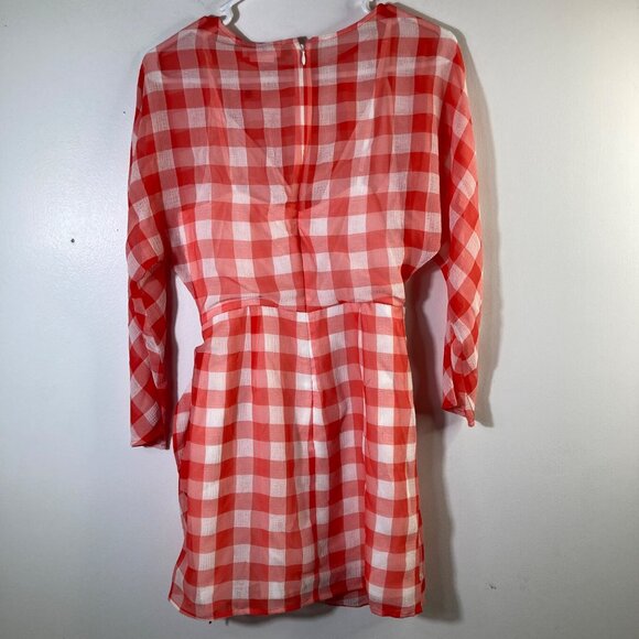 Womens Lovers & Friends Seth Gingham Mini Dress Lined Red White S NWT - Picture 2 of 10